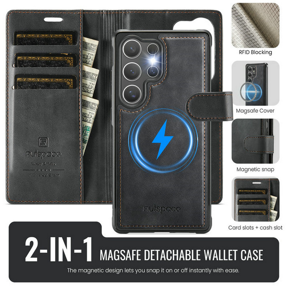 Magnetic Charging Stand - Skórzane etui z funkcją ładowania bezprzewodowego